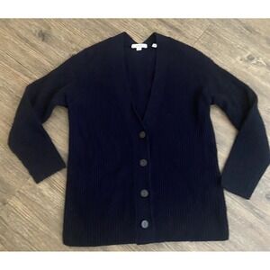 Vince Black Cashmere Wool Blend Shaker Rib V-Neck Cardigan Women's XXS